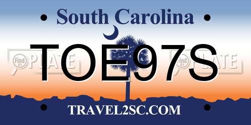 TOE97S South Carolina License Plate
