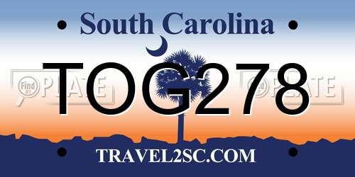 TOG278 South Carolina License Plate