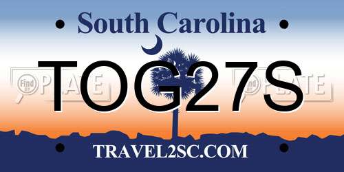 TOG27S South Carolina License Plate