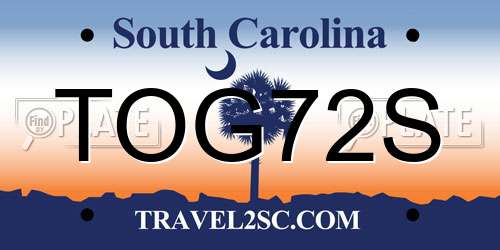 TOG72S South Carolina License Plate