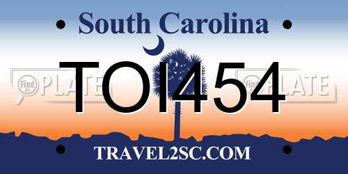 TOI454 South Carolina License Plate