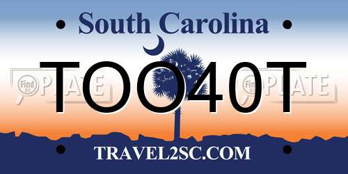 TOO40T South Carolina License Plate