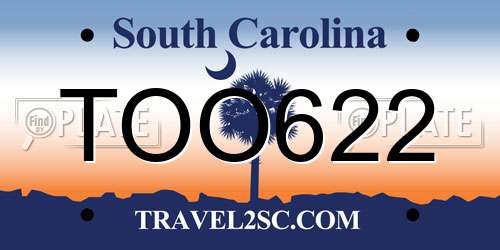 TOO622 South Carolina License Plate