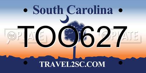 TOO627 South Carolina License Plate