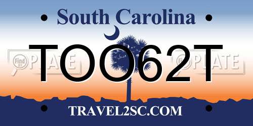 TOO62T South Carolina License Plate