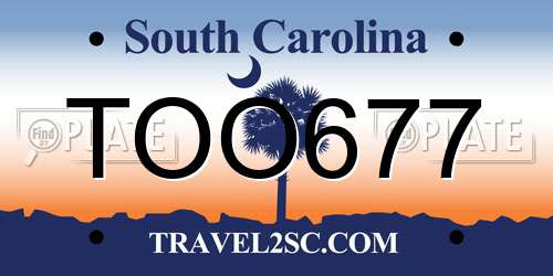 TOO677 South Carolina License Plate