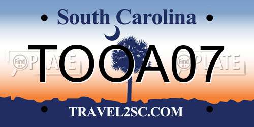 TOOA07 South Carolina License Plate