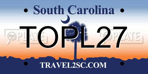 TOPL27 South Carolina License Plate