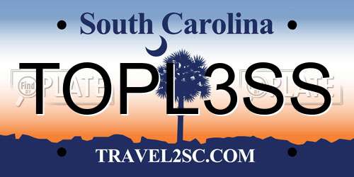 TOPL3SS South Carolina License Plate