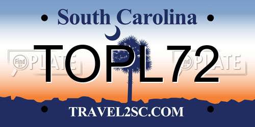 TOPL72 South Carolina License Plate