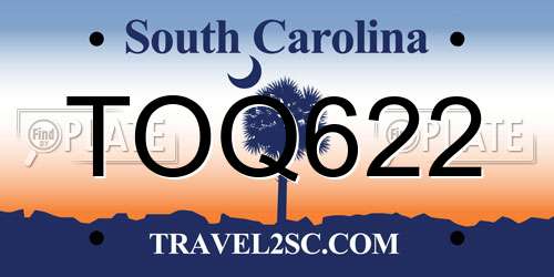 TOQ622 South Carolina License Plate