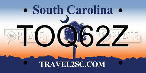 TOQ62Z South Carolina License Plate