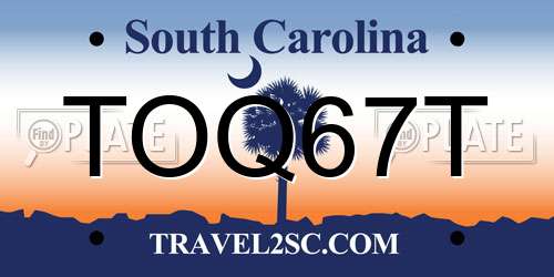 TOQ67T South Carolina License Plate