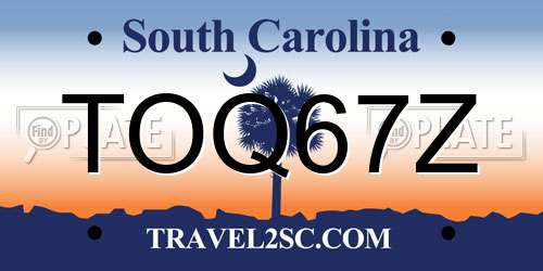 TOQ67Z South Carolina License Plate