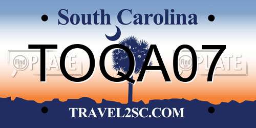 TOQA07 South Carolina License Plate