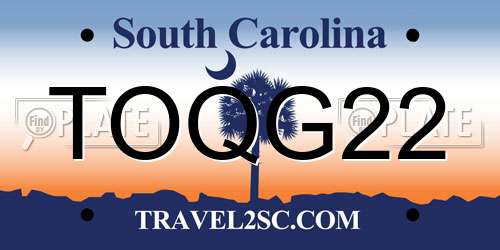 TOQG22 South Carolina License Plate