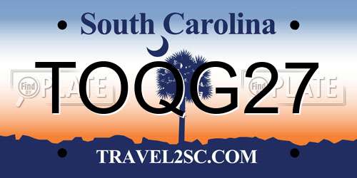 TOQG27 South Carolina License Plate