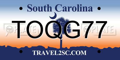TOQG77 South Carolina License Plate