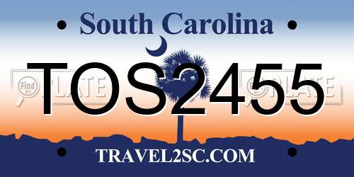 TOS2455 South Carolina License Plate
