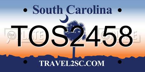 TOS2458 South Carolina License Plate