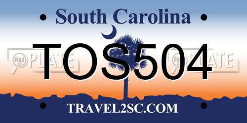TOS504 South Carolina License Plate