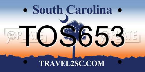 TOS653 South Carolina License Plate