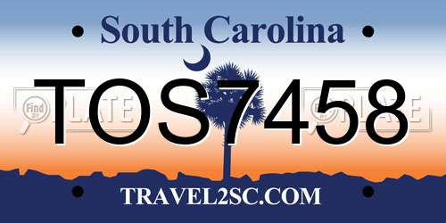 TOS7458 South Carolina License Plate