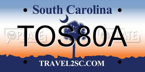 TOS80A South Carolina License Plate