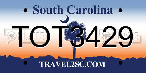 TOT3429 South Carolina License Plate