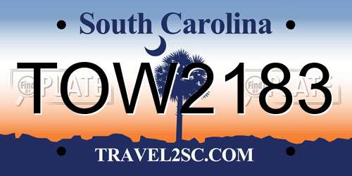 TOW2183 South Carolina License Plate