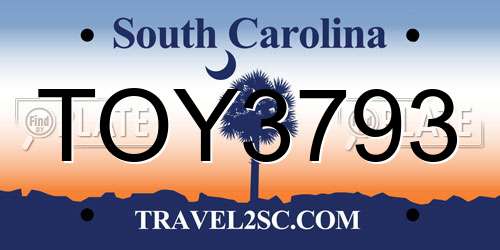 TOY3793 South Carolina License Plate