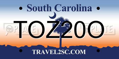 TOZ20O South Carolina License Plate