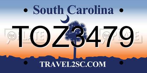 TOZ3479 South Carolina License Plate