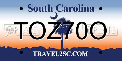 TOZ70O South Carolina License Plate