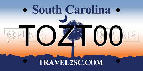 TOZT00 South Carolina License Plate