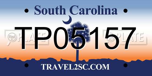 TP05157 South Carolina License Plate
