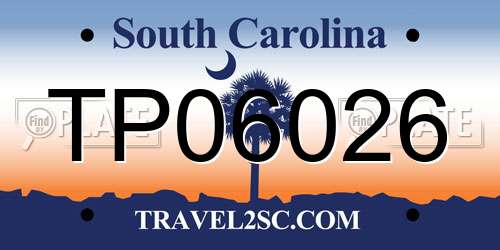 TP06026 South Carolina License Plate