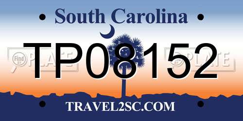 TP08152 South Carolina License Plate