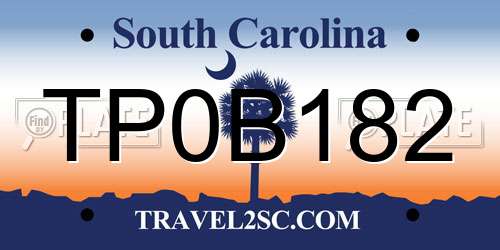 TP0B182 South Carolina License Plate