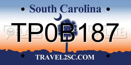 TP0B187 South Carolina License Plate