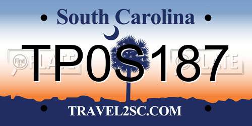 TP0S187 South Carolina License Plate