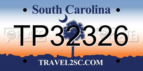 TP32326 South Carolina License Plate