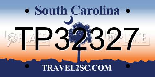 TP32327 South Carolina License Plate