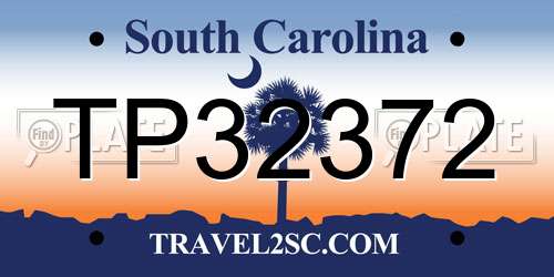 TP32372 South Carolina License Plate
