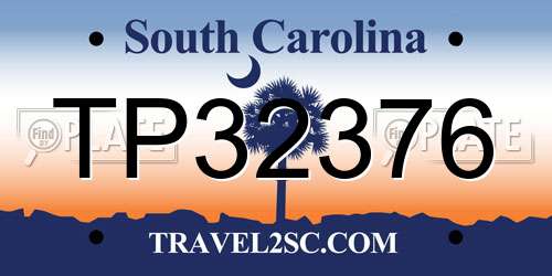 TP32376 South Carolina License Plate