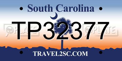 TP32377 South Carolina License Plate