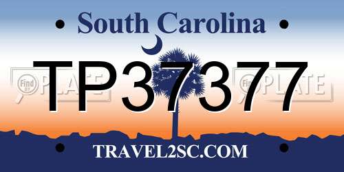 TP37377 South Carolina License Plate