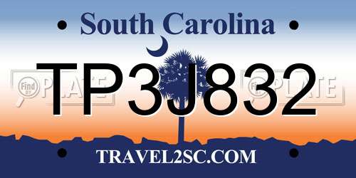 TP3J832 South Carolina License Plate