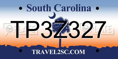 TP3Z327 South Carolina License Plate
