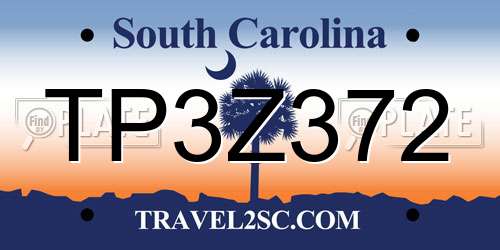 TP3Z372 South Carolina License Plate